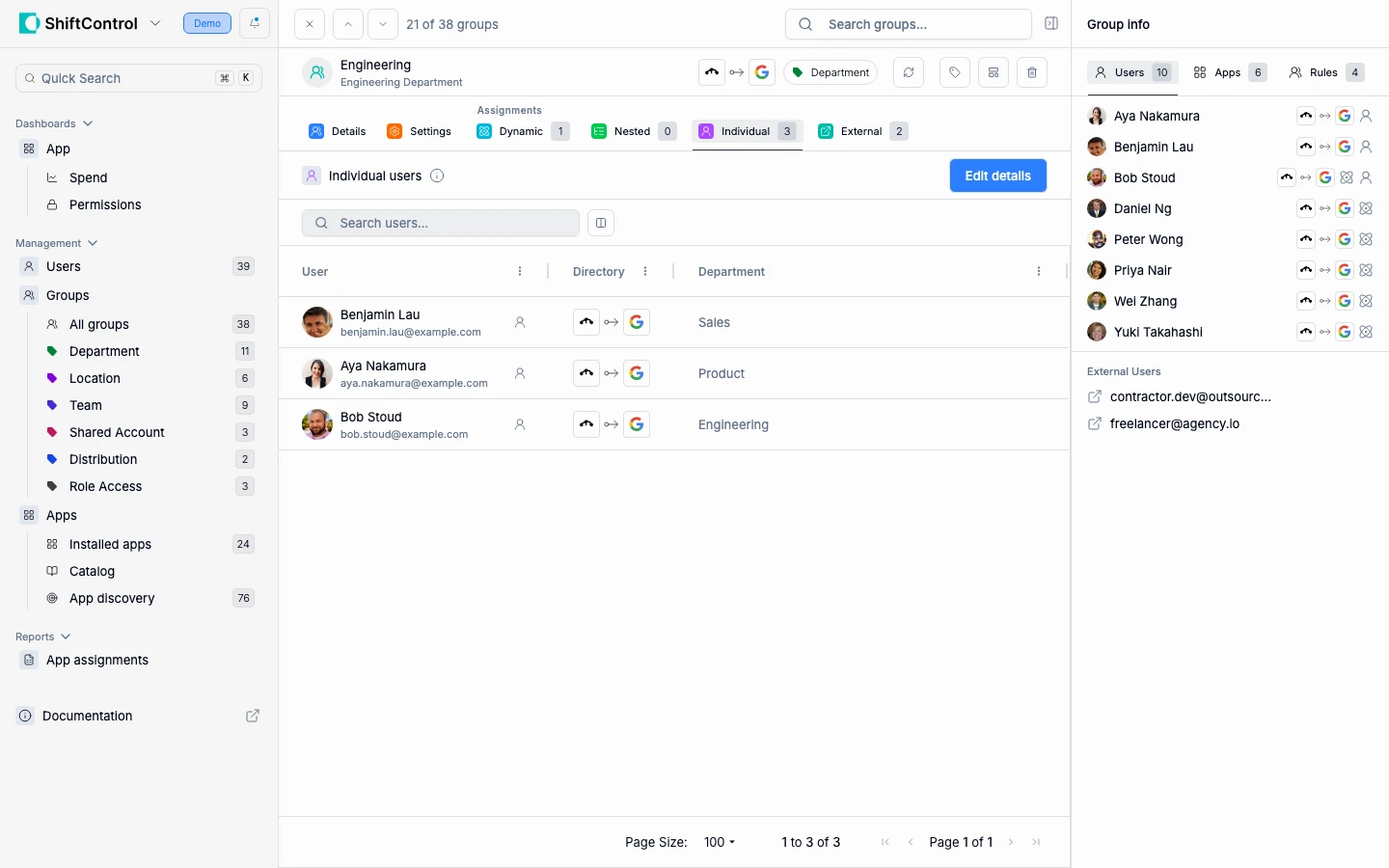 Group Sidebar with Users